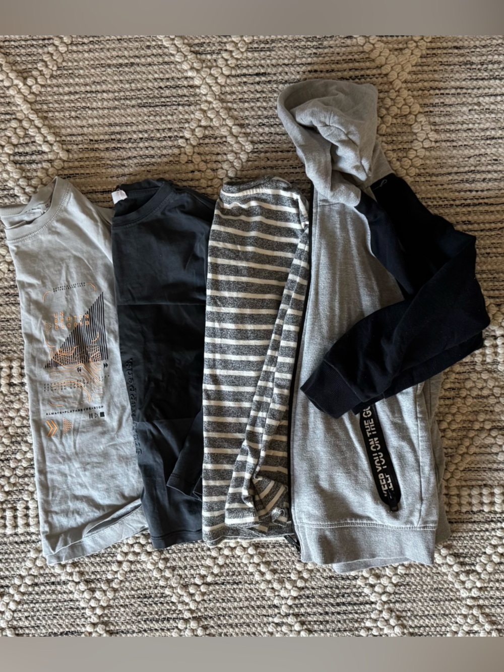 Zara Modern Minimalist Gray and Black Kids Tops Lot - Striped & Graphic